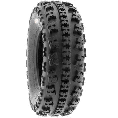 Off-road all-terrain tire with aggressive tread pattern for enhanced grip and durability in rugged conditions