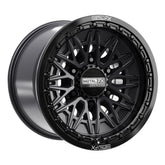 Alpha 6R beadlock wheels in satin black finish with gloss black ring, designed for high performance UTVs.