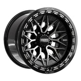 Alpha R beadlock wheels in gloss black finish by Metal FX, showcasing a stylish and durable design for high-performance UTVs.