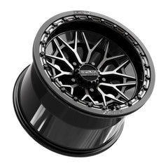 Metal FX Offroad Alpha R beadlock wheels in gloss black with a sleek design for UTV performance.