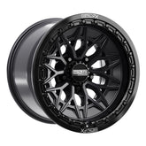 Alpha R Beadlock wheels in satin black finish with gloss black ring, perfect for UTV performance and style.