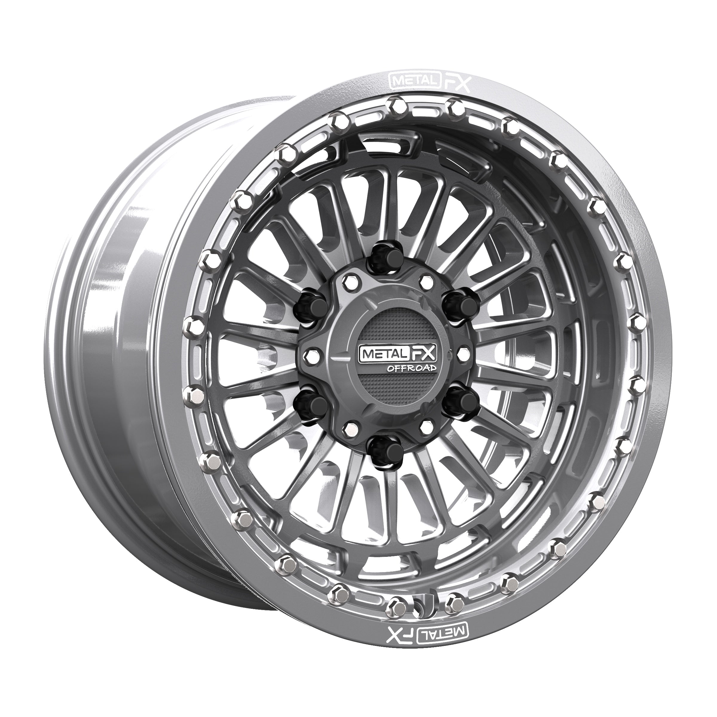 Delta 6R Beadlock wheels in gunmetal contrast cut, showcasing unique design and 6061-T6 forged aluminum construction.