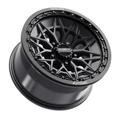 Alpha R Beadlock wheels in satin black with gloss black ring, showcasing their stylish and durable design for UTVs.