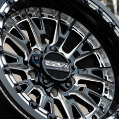 Slayer R Beadlock wheels black contrast cut - Metal FX Offroad UTV wheel design featuring gloss black finish.