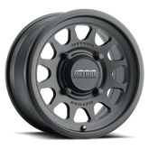 Black Method racing wheel with unique design, perfect for off-road and UTV applications, showcasing durability and style.