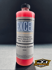 Excel Premium Ceramic Coating bottle for superior gloss and hydrophobic protection for UTV wheels and tires.