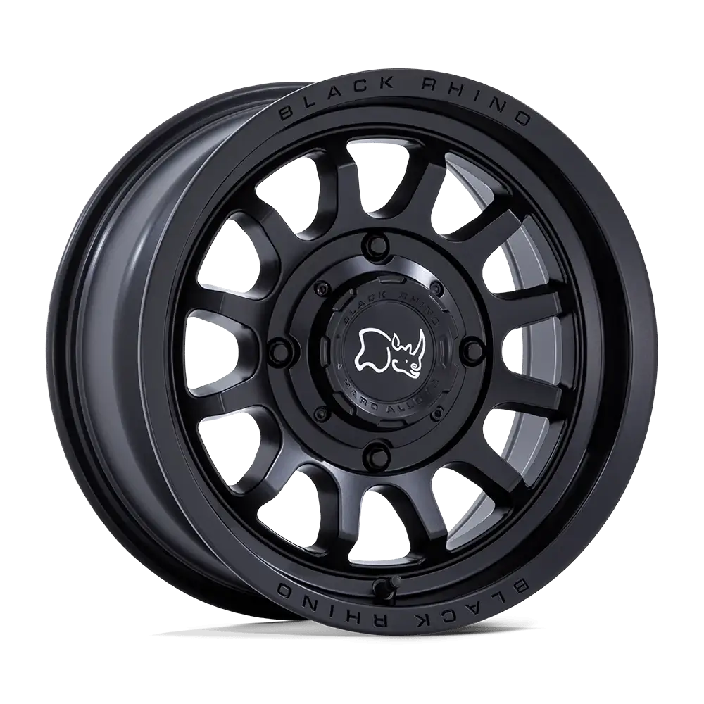 Black Rhino RAPID UTV performance wheel in sleek black finish with unique design and branding.
