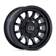Black Rhino RAPID UTV performance wheel in sleek black finish with unique design and branding.