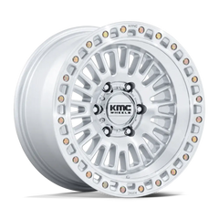 KMC AZTEC UTV wheels in Gloss Silver finish with rugged design and simulated beadlock ring.