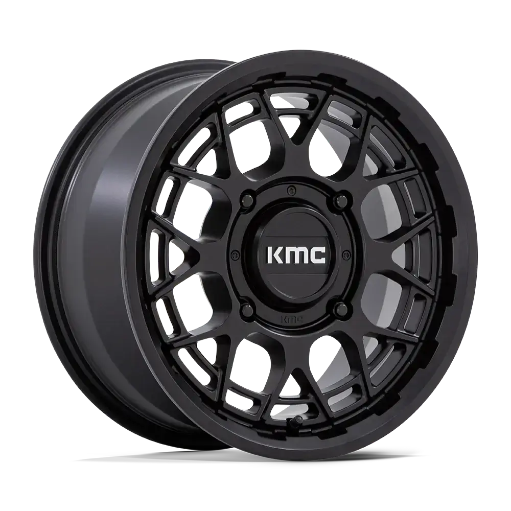 KMC TECHNIC UTV wheel in gloss black finish, designed for UTV vehicles, showcasing a modern multi-spoke design.
