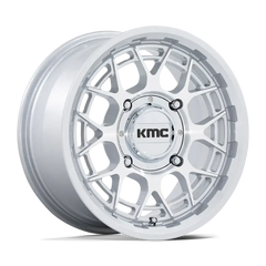 KMC TECHNIC UTV wheel in gloss silver finish, designed for UTV tires, 15x7 size with a stylish design.