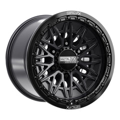 Alpha 6R beadlock wheels in satin black finish with gloss black ring, designed for high performance UTVs.