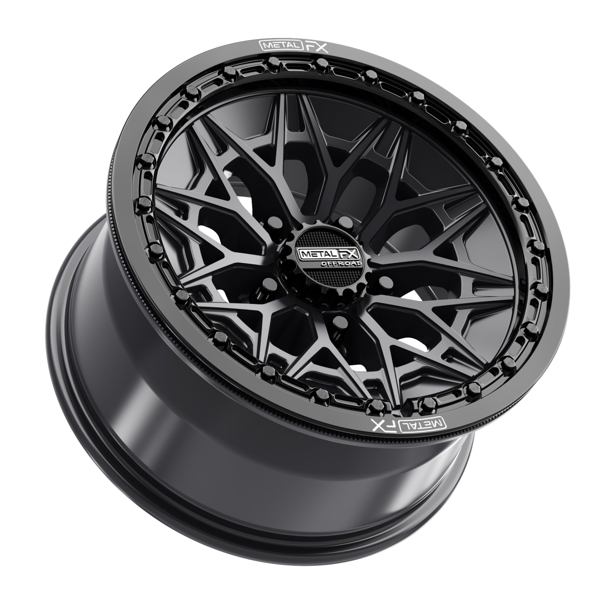 Alpha R Beadlock wheels in satin black with gloss black ring, showcasing their stylish and durable design for UTVs.