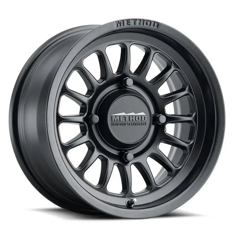 411 UTV Bead Grip Matte Black UTV Wheel showcasing a 16 spoke design with METHOD logo, perfect for matte black UTV wheels.