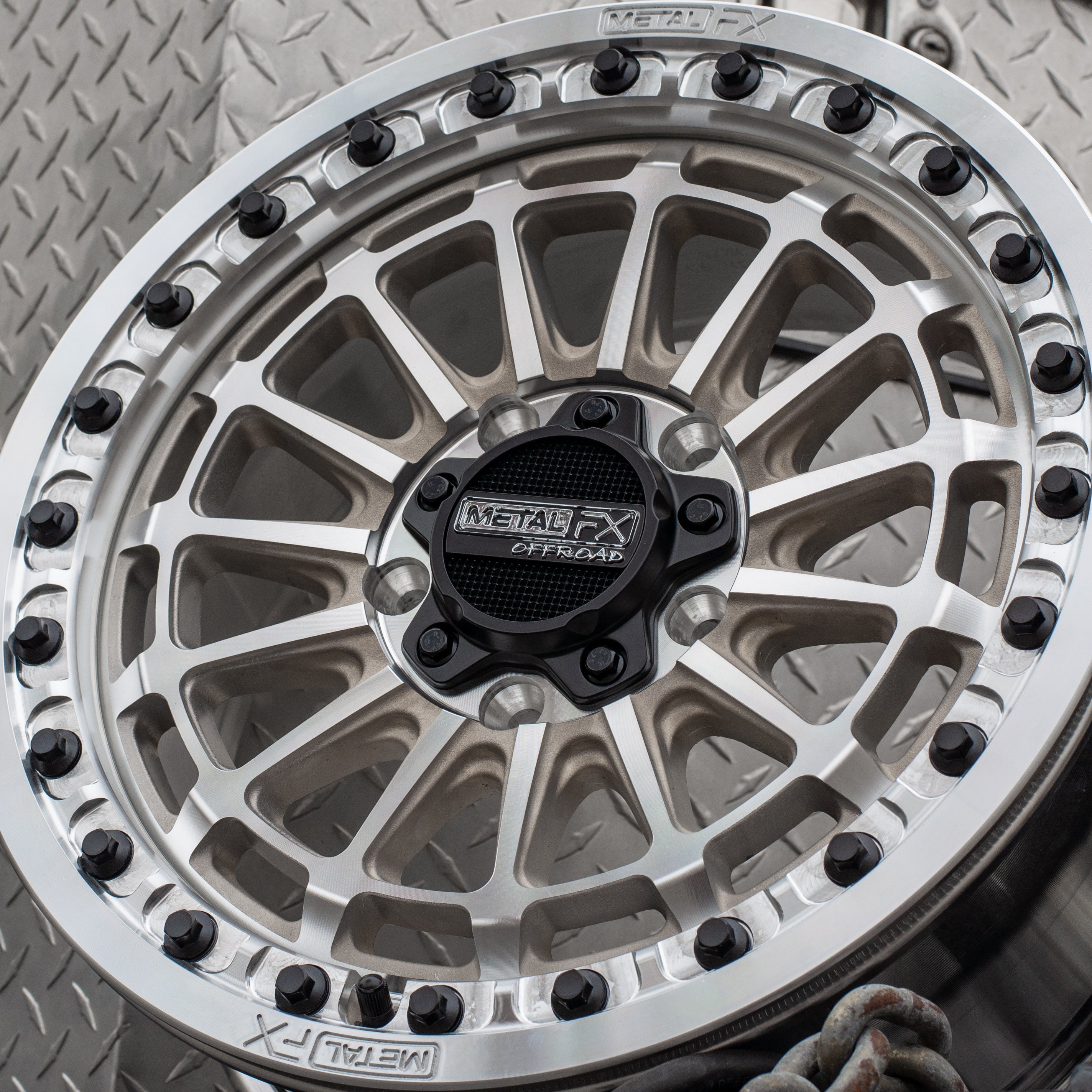 Delta R beadlock wheels with a unique concave design and durable 6061-T6 Billet Beadlock from Metal FX Offroad.