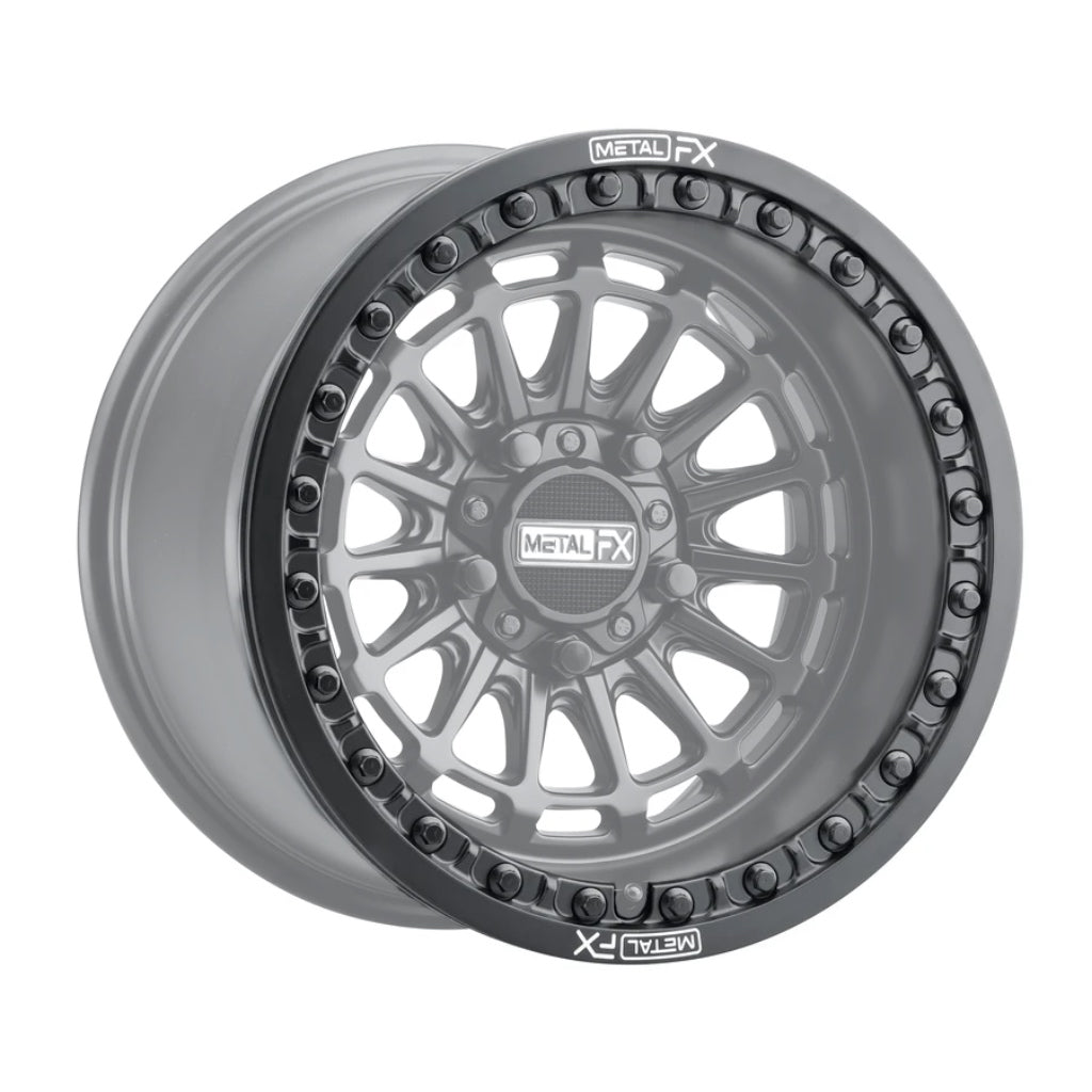 Replacement Beadlock Rings for UTV wheels displayed on Metal FX cast wheel.