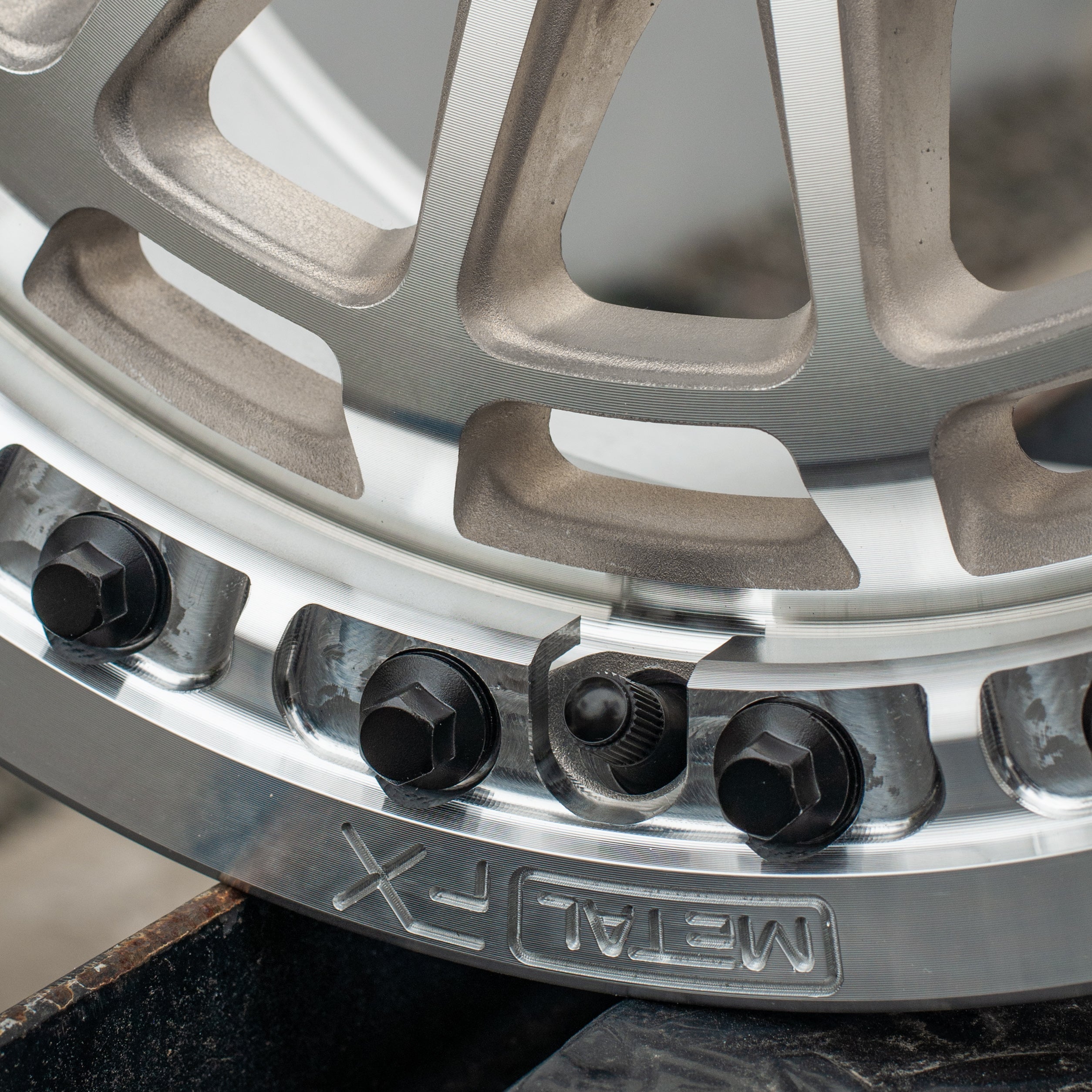 Close-up of Delta R beadlock wheels showcasing intricate design and durable construction features.