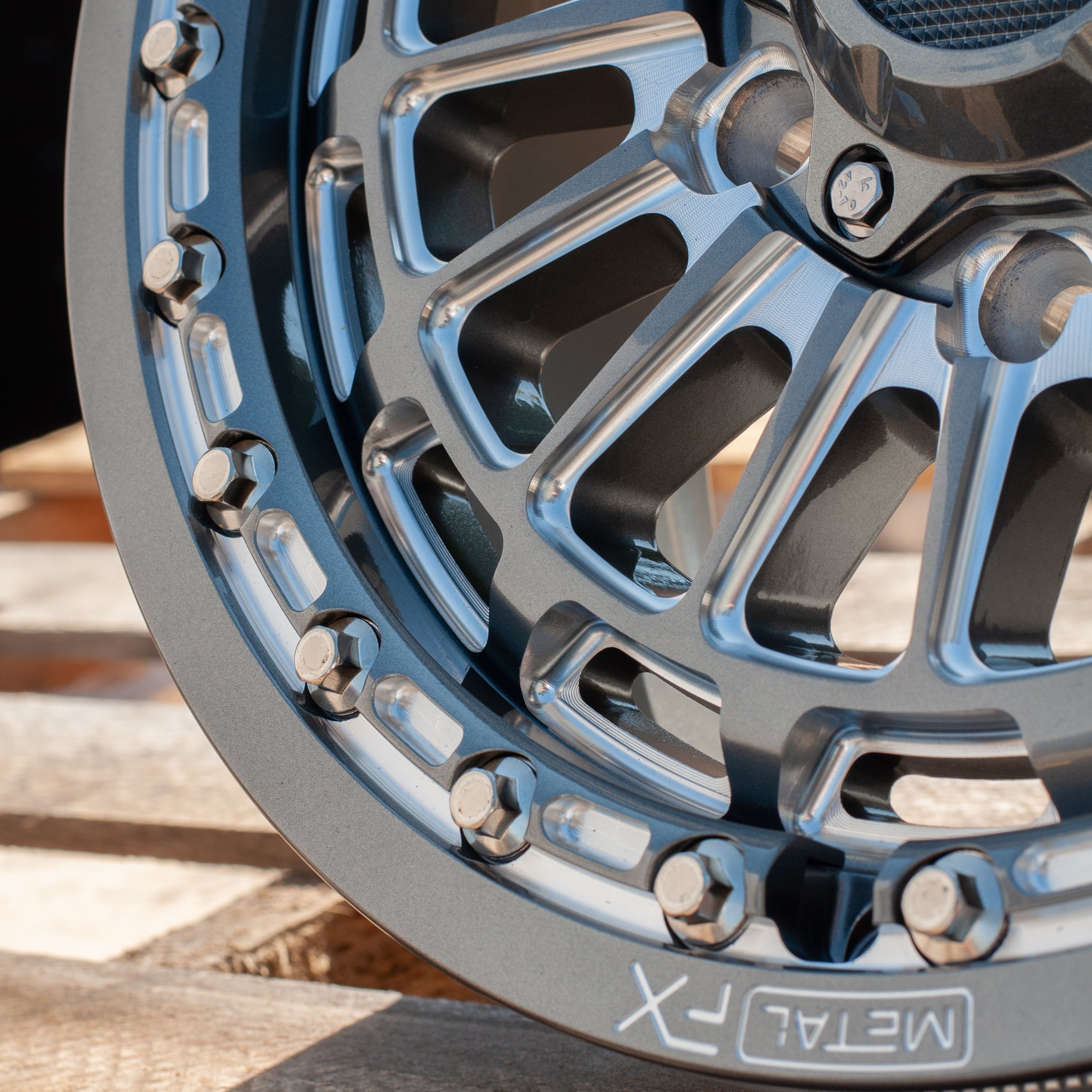 Delta 6R Beadlock wheels detail with gunmetal contrast cut and robust beadlock design for UTVs.