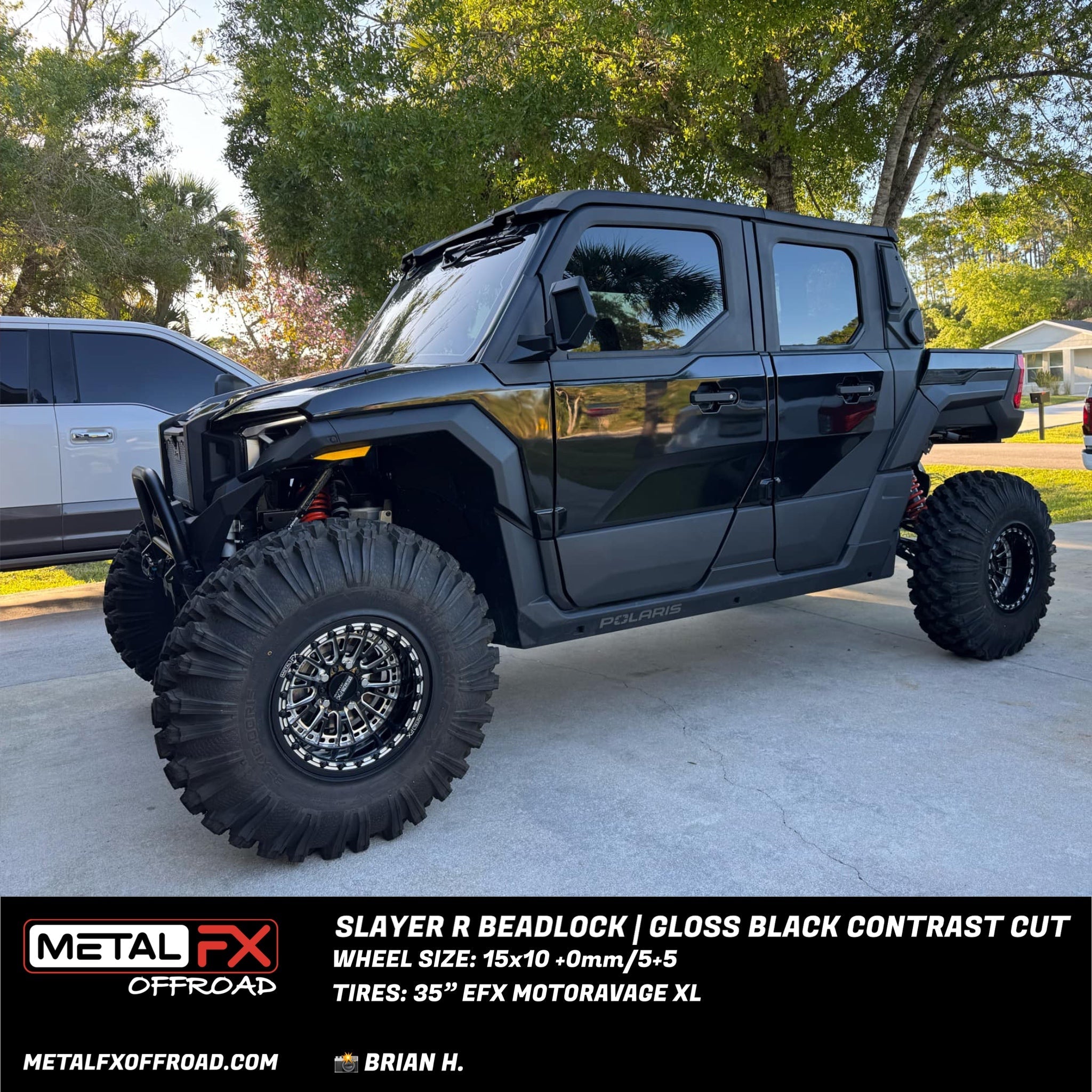 Slayer R Beadlock wheels black contrast cut on a black UTV showcasing style and performance.