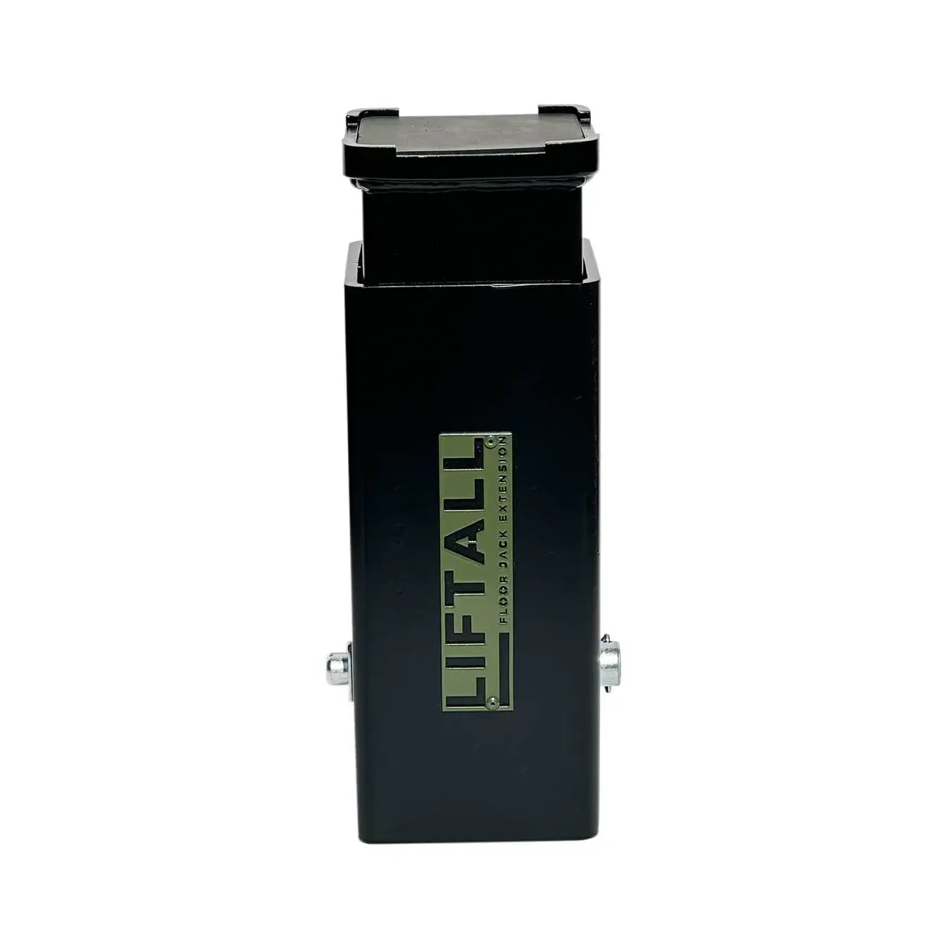 LIFTALL Floor Jack Extension in black, compatible with 2-4 ton jacks, ideal for UTV wheels and tires, 9"-15.25" height settings.