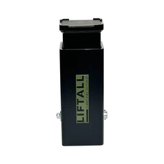 LIFTALL Floor Jack Extension in black, compatible with 2-4 ton jacks, ideal for UTV wheels and tires, 9"-15.25" height settings.