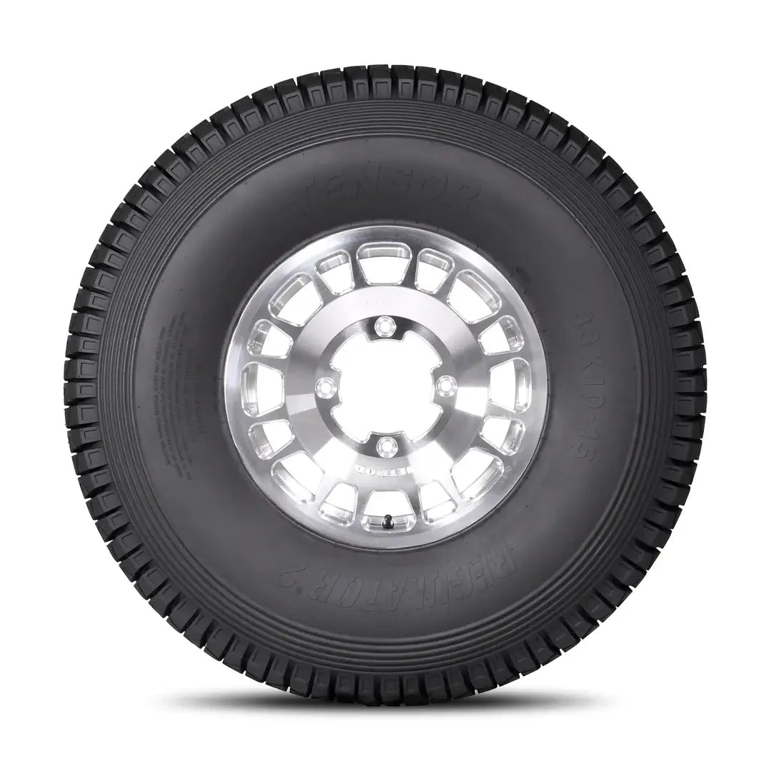 Tensor Regulator 2 all-terrain UTV tire on wheel, featuring improved performance and durable tread for UTV wheels and tires.