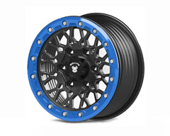 BT PRO-07 Archer performance wheels for challenging terrains showcasing a black and blue design.