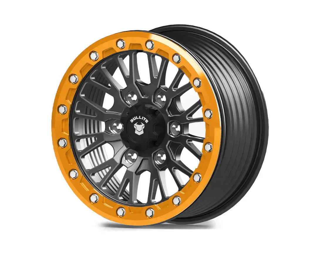 BT PRO-08 Brawler performance wheels showcasing a forged design with a striking orange ring and black barrel.