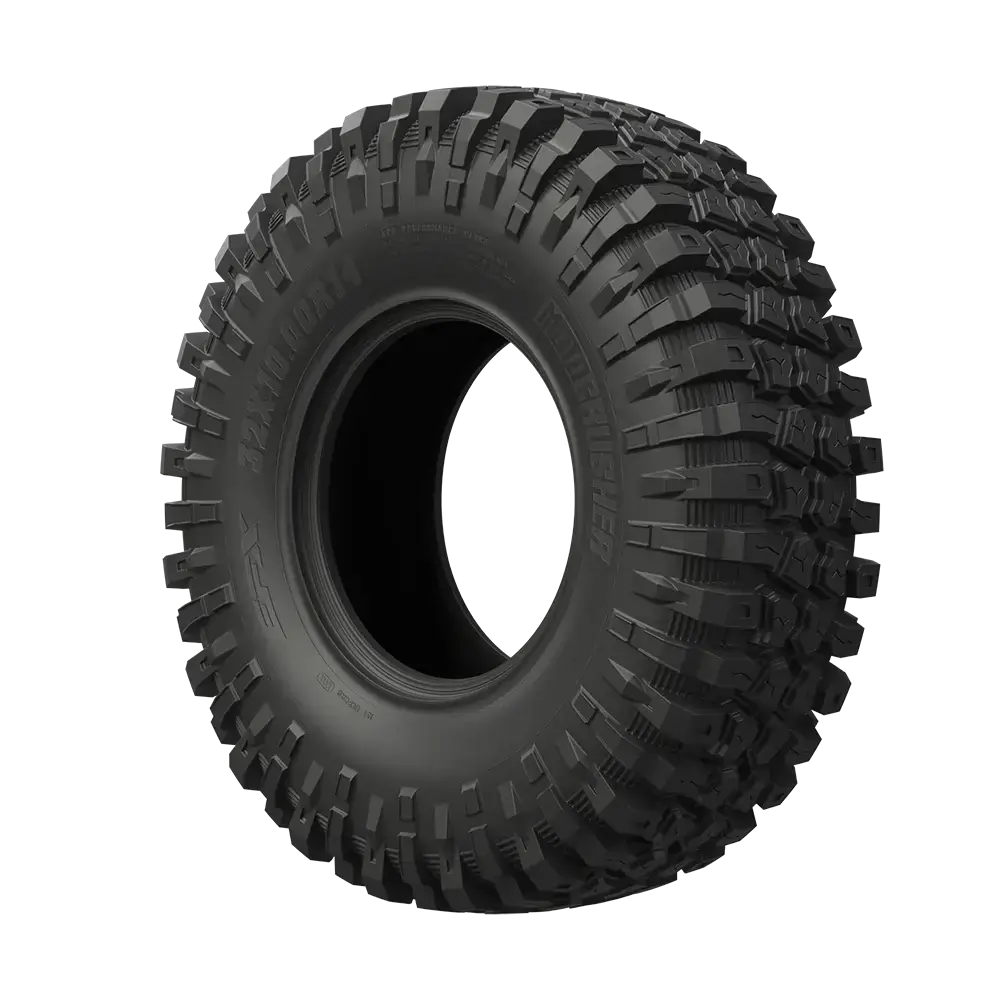 EFX MotoCrusher off-road tire for UTVs showcasing durable, 8-ply radial construction and rugged tread for all-terrain performance.