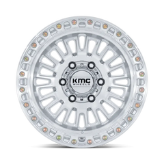 KMC AZTEC UTV wheels in Gloss Silver finish with simulated beadlock ring design.