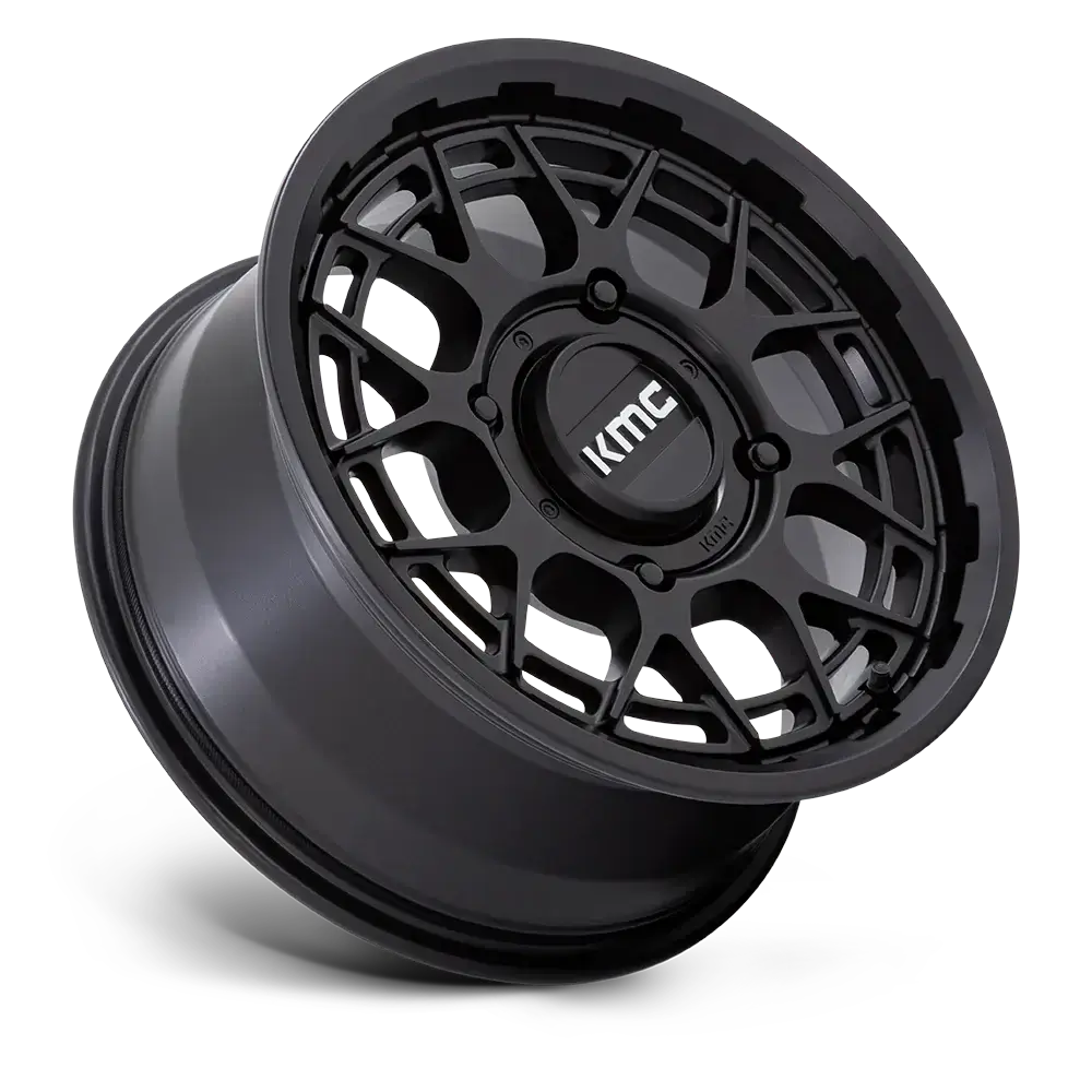 KMC TECHNIC UTV gloss silver machined wheel, 15x7 size, for UTV wheels and tires, features stylish multi-spoke design.