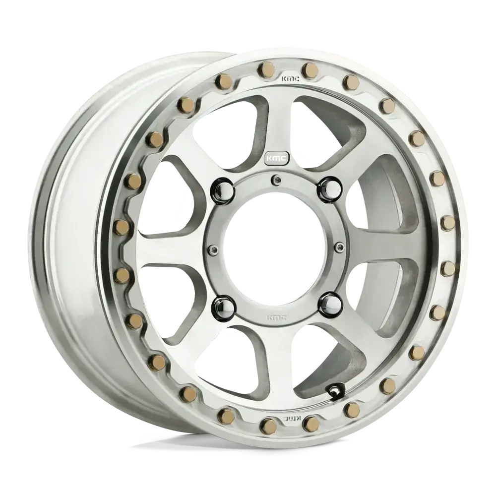 KMC Addict 2 Beadlock UTV wheel with eight-spoke design and zinc plated beadring hardware, ideal for performance UTV tires.