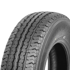 Close-up of SUNF HaulPro trailer tire featuring durable 8-ply construction for superior load capacity and performance.